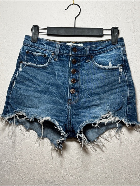 Abercrombie & Fitch Pants - Abercrombie & Fitch Distressed Blue High-Rise Mom Short Button-Fly Size 2 / 26